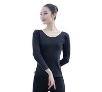 Angcoco Women's Solid Color Scoop Neck Long Sleeved T Shirt for Dance Training