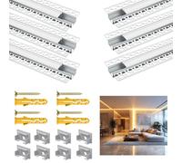 Angdarun LED Drywall Professional for 18 mm Strips, 6 Pack x 1 LED Profile Metre, Aluminium Drywall Strip Diffuser for Walls and Ceilings, Stripe Diffuser for Philips Hue Strip
