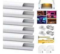 Angdarun LED Profile, 6 Pack U-Shape 3.3ft/1Meter,LED Aluminum Profile/Channel/Diffuser, with Milky White Strip Cover
