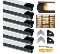 Angdarun LED Profile, Aluminum Channel 10 Pack 1Meter/3.3ft, 45 Degree V-Shape for LED Strip Lights with Milky White Cover and End Cap