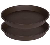 Angde 2 Pack of 16 17 inch Tray, Large Plant Saucer, Bird Baths Tray, Deep Durable Bird Bath Bowls only, Birdbaths for The Garden, Flower Pot Saucers Round (Chocolate Brown)