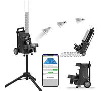 ANGDI Automatic Badminton Trainer Robot, Cordless Badminton Serving Machine with App Control, Frequency Adjustable, Movable Large Capacity Shuttlecock Feeder for Gym School Stadium