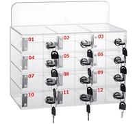 ANGDI Clear Cell Phone Storage Locker Box, 12/20/25/30 Slots Acrylic Cell Phones Storage Cabinet, Wall-Mounted Phone Safe Deposit Box with Keys for Office School Classroom Factory (Size : 12Slots)
