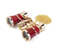 ANGEEK 3x25 Classic Foldable Opera Glasses Binoculars Metal Body With Chain Optical Lens Theater Telescope Retro Design Women Girls Gifts(Red)