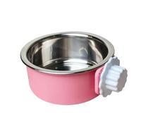 Angeer 2-IN-1 Removable Round Dog Bowl for Crates Puppy Food Feeder Water Dish with Bolt Holder Stainless Steel Pet Hanging Bowl Food Water Bowl (Pink-Small)