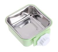 Angeer 2-IN-1 Removable Square Dog Bowl for Crates Puppy Food Feeder Water Dish with Bolt Holder Stainless Steel Pet Hanging Bowl Food Water Bowl (Green-Large)