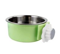 Angeer 2-IN-1 Removable Square Dog Bowl for Crates Puppy Food Feeder Water Dish with Bolt Holder Stainless Steel Pet Hanging Bowl Food Water Bowl (Green-Large)