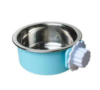 Angeer 2-IN-1 Removable Square Dog Bowl for Crates Puppy Food Feeder Water Dish with Bolt Holder Stainless Steel Pet Hanging Bowl Food Water Bowl (Blue-Large)