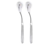 Angeer 2 Pack Fabric & Leather Marking Wheel - Dual-Purpose Rotary Stitch Marker, Quilting Ruler & Crafting Tool for Sewing, Tailoring, and DIY Projects(Silver-4mm long teeth)