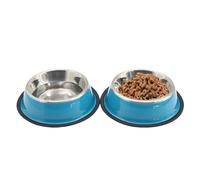 Angeer 2 Pack Stainless Steel Dog & Cat Bowls Non-Slip Pet Food and Water Dishes with Anti-Tip Design, Durable Easy-Clean Bowls for Puppy, Kitten, Pets (Blue)