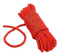 Angeer 2 pcs/set All Purpose Rope 8 mm 10M/32 Feet Length Strong Multifunctional Soft 100% Nylon Rope Natural Twisted Durable Long Ropes (Red)
