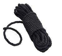 Angeer 2 pcs/set All Purpose Rope 8 mm 10M/32 Feet Length Strong Multifunctional Soft 100% Nylon Rope Natural Twisted Durable Long Ropes (Black)