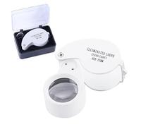 Angeer 40X25 Jewelry Loupe Magnifier with LED and UV Light, Foldable & Extendable Handle for Gemstone Appraisal, Coin Collecting, Watch Repair, Portable Illuminated Magnifying Glass(White)