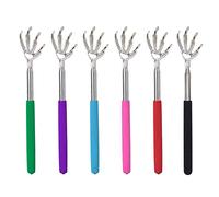 Angeer 6-Pack Stainless Steel Telescopic Back Scratcher - Portable Manual Massager Tool for Home, Travel & Office, Multi-Functional Itch Relief (Eagle Claw)