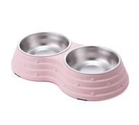 Angeer Stainless Steel Dog Bowls, Non-Slip Double Bowl with Spill-Proof Design for Pet Food & Water, Durable Anti-Tip Pet Feeding Dishes for Dogs(M, Pink)