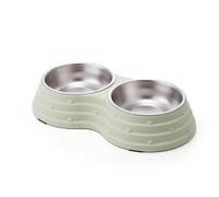 Angeer Stainless Steel Dog Bowls, Non-Slip Double Bowl with Spill-Proof Design for Pet Food & Water, Durable Anti-Tip Pet Feeding Dishes for Dogs(XL, Green)
