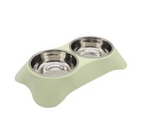 Angeer Stainless Steel Double Pet Bowl, Detachable Cat & Dog Food Water Dish with Anti-Slip for Cats/Dogs, Durable Split Feeding Bowls for Puppy/Kitten (L, Green)