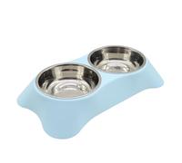Angeer Stainless Steel Double Small Pet Bowls, Detachable Cat Food Water Dish with Anti-Slip for Cats, Durable Split Feeding Bowls for Small Pets, Cats and Pet Bowls (S, Blue)
