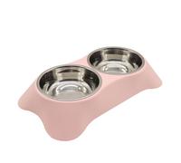 Angeer Stainless Steel Double Small Pet Bowls, Detachable Cat Food Water Dish with Anti-Slip for Cats, Durable Split Feeding Bowls for Small Pets, Cats and Pet Bowls (S, Pink)
