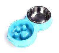 Angeer Stainless Steel Slow Feeder Dog Bowl - Double Anti-Choke & Non-Tip Design, UK Pet Bowl with Non-Slip Base for Fast Eaters, Durable Cat/Dog Dish for Portion Control & Digestive Health(Blue-M)