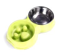 Angeer Stainless Steel Slow Feeder Dog Bowl - Double Anti-Choke & Non-Tip Design, UK Pet Bowl with Non-Slip Base for Fast Eaters, Durable Cat/Dog Dish for Portion Control & Digestive Health (Green-M)