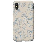 Angel Aesthetic Pattern Blue Beige Cute Cherub Toile Case for iPhone X/XS