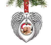 Angel Always in My Heart Photo Frame | A Piece of My Heart is in Heaven Ornament for Christmas Tree - Personalized Memorial Ornaments Metal Picture Frames Silver Photo Frame Hanging Memorial Ornament