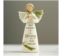 Angel and Bird Statue - Resin Guardian Angel Figurine with Heartfelt “Your Friendship is a Blessing” Quote, Unique Friendship Gifts for Women & Bird Lovers, Decorative Angels Ornament