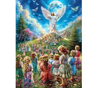 Angel And Crowd 300 Pc Classic Jigsaw Puzzle Animal Pets Puzzle for Adults Hard Challenging Hobby Home Decor Poster High-grade Rigid Cardboard 300 PCS