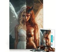 Angel And Demon 1000 Pieces Puzzles for Adults Mind Exercise Play Precision Cut Smooth Edges Relaxing Indoor Group Activity (38x52cm)