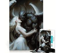 Angel And Demon Embrace Adult Jigsaw1000 Pieces Cognitive Train Game Tight Interlock No Gaps Calming Mental Break Activity (50x75cm)