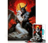 Angel And Demon Embrace Jigsaw Puzzle 1000 Logic Thinking Play Expert Cutting Craftsmanship Quiet Time Mind Exercise at Home (50x75cm)