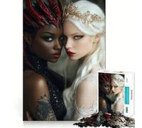 Angel And Demon Portraits Teenagers 1000 Pieces Puzzle Memory Fun Game Clean Cut Sturdy Components Portable Travel Friendly Fun Game (38x26cm)