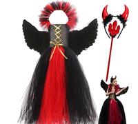 Angel And Devil Costume - halloweên Dress-Up Set With Devil Horn Headband | Role Play Including Angel Wings, Wand, Horn Headband | Fun Party Outfit For halloweên, Cosplay, Stage Performances