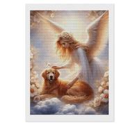 Angel And Golden Retriever 5D DIY Diamond Art Kits for Adults Diamond Paintings Kits for Beginners with Complete Tools Paint by Diamonds Dot Full Drill Round Art Crafts,Home Wall Art Decor 12"x16"