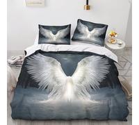 Angel Angel-Angel-Wingss Finesse Quilt Cover Set Hidden Zipper White Feathers Duvet Cover Set with Pillowcases Bedding Set Soft Microfiber Comforter Cover Various Sizes for Kids Adults King（220x240cm）