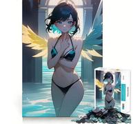 Angel Anime Girl 1000-piece Jigsaw Puzzles Brain Fun Training Seamless Fit Precise Pieces Fascinating Hobby for Idle Moments (38x52cm)