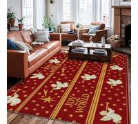Angel Area Rug, Christmas Festive Star Joy Xmas Red Low Pile Home Indoor Pattern Carpets Non Shedding Rugs for Living Room Bedroom New Home Dining Decor 6' X 9'