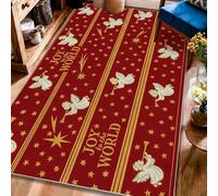 Angel Area Rug, Christmas Festive Star Joy Xmas Red Low Pile Soft Rectangle Carpet Stain Resistant Rugs for Living Room Bedroom Classroom College Dorm Decor 4' X 6'