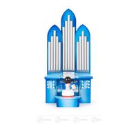 Angel at the organ with music box, blue wings WxHxD 9.5 cmx18.5 cmx7.5 cm