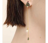 Angel Barocco Christmas Snowflake Tree Chain Earrings - Rainbow