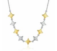 Angel Barocco Embossed Silver and Gold Contrast Stars Necklace