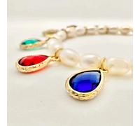 Angel Barocco Seeds Pearl Bracelet with Rainbow Charms - Gold