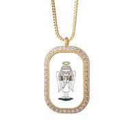 Angel Bastet Wing Halo Star Necklace Pendant Diamond Crystal Golden Jewelry