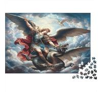 Angel Battling Dragon 1000 Pieces Jigsaw Puzzle for Adults, Eco-Friendly Paper, Non-Reflective Surface, Angel Vs Dragon, Stress Relief Meditation Tool, for Men & Women 70x50cm/1000pcs