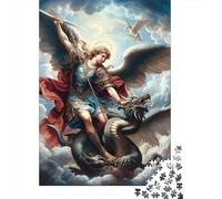 Angel Battling Dragon1000pc Cardboard Jigsaw Puzzle Multi Pack Adult Couple Partners Ultra Difficult Puzzle Wall Decoration Best Gift 52x38cm/1000pcs