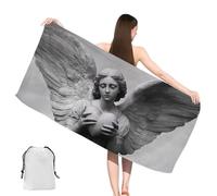 Angel Beach Towel 220x100 cm Large Religion Microfibre Beach Towel for Adult with Pockets, Absorbent, Quick Dry, Sand Free, Lightweight Travel Towels, Essentials Gift for Swimming, Camping, Gym,yj-757