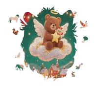 Angel Bear Personalized Jigsaw Puzzles, 141 Pcs Wooden Jigsaw Puzzle Tiger Head Shape Puzzle Gift