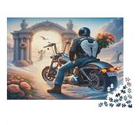 Angel Biker Journey 1000 Piece Puzzles for Adults on Thick Blue Board Colourful Jigsaws for Quiet Time Activities And Date Night Ideas 70x50cm/1000pcs