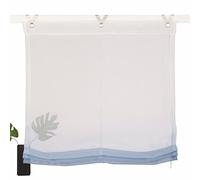 ANGEL BUD tulle Roman Blind - Drawstring Lifting Curtain - 1 Piece Panel sheer voile Roman Shades - Window Cover for Bedroom, Bathroom, Kitchen - 120x130cm, Blue and white gradient
